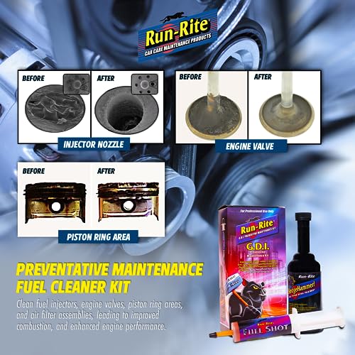 RUN-RITE G.D.I Preventive Maintenance Fuel System Cleaner for Gasoline Engines - Heavy Duty Fuel Additive - Gas, Valves, Fuel Injector and Carbon Deposit Cleaner - Enhances Engine Performance 2 Kits