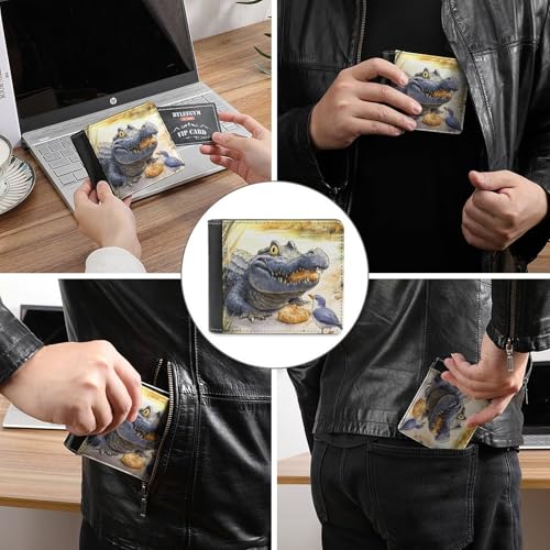 Crocodile And Birds Fashion Bifold Wallets for Men Women Slim & Thin Credit Card Holder Wallet Purse3