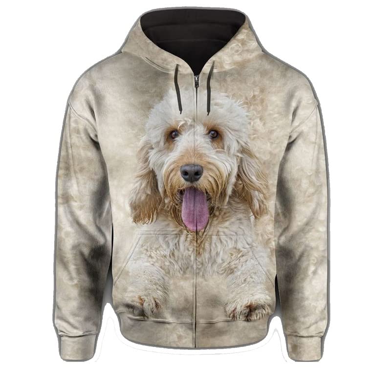 Cardigan à capuche imprimé 3D vêtement manches longues unisexe beige S
