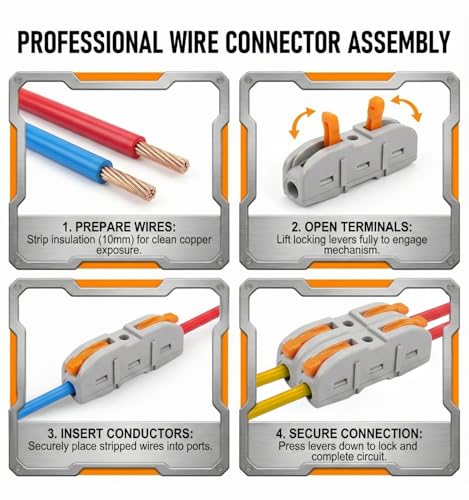 Image of ROBOWAY 50Pcs LT-211 Wire Connectors, 1 In to 1 Out Electrical Connectors, Quick Wiring Push-in Conductor Terminal Blocks for 28-12AWG Cable, Flame Retardant PA /PC Cable Connectors (Pack of 50)