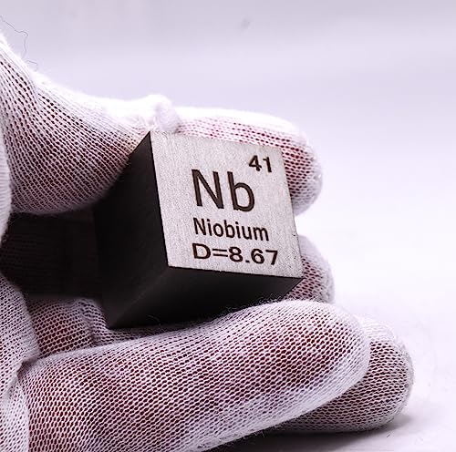 Image of 1 inch 25.4mm Niobium Metal Cube Nb up to 99.9% Pure Periodic Table Element Engraved Density Collection Science Education Display Block Cube + Acrylic Case Box - 1PC