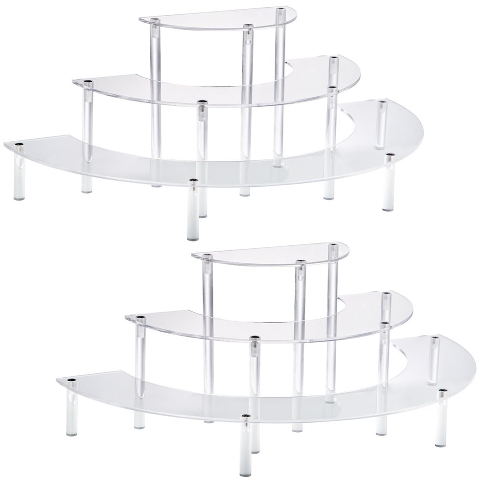 QuxetlRyz Perfume Organiser Display Risers 1/2pack Display Riser 3 Tier Half Moon Cupcake Stand Clear Perfume Organizer Dessert for for Food(2 Set)
