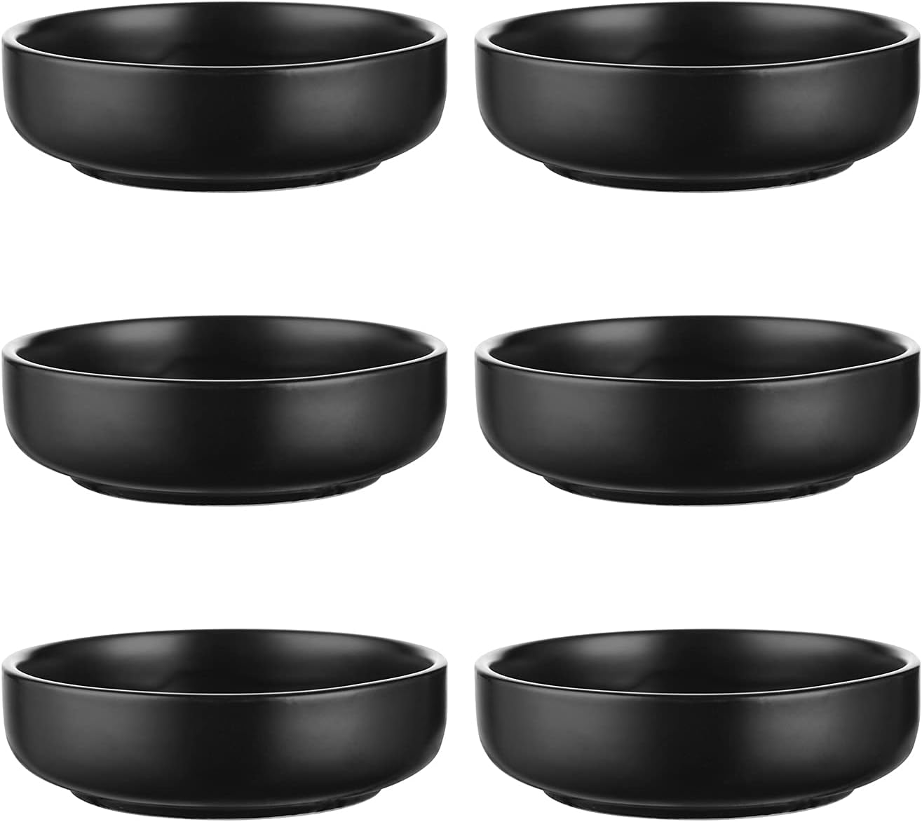 Selamica Ceramic 3.3 Inch Soy Sauce Dish Dipping Bowls Side Dishes Small Appetizer Pinch Bowls for Condiments, Sushi, Ketchup, BBQ-Set of 6(Matte Black)