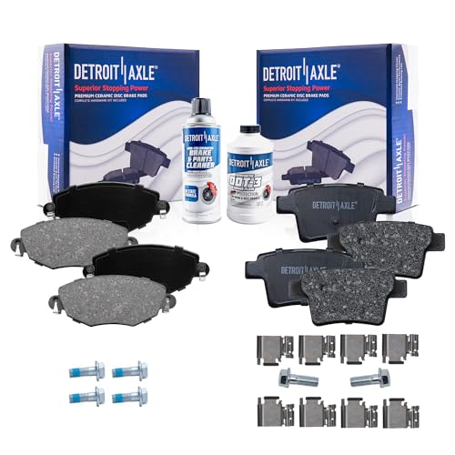Image of Detroit Axle - Brake Pads for 2005-2008 Jaguar X-Type Ceramic Brake Pads w /Hardware 2006 2007 Front and Rear Replacement Brakes