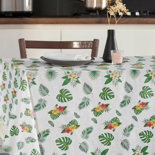 Zharkoo 2Pack Hawaiian Luau Tablecloth 54x108 Inch, Tropical Palm Leaves Table Cover for Party, Plastic Disposable Green Leaves Decor for Birthday, Jungle Nature Theme Party Supplies Decorations by Zharkoo - Image 4