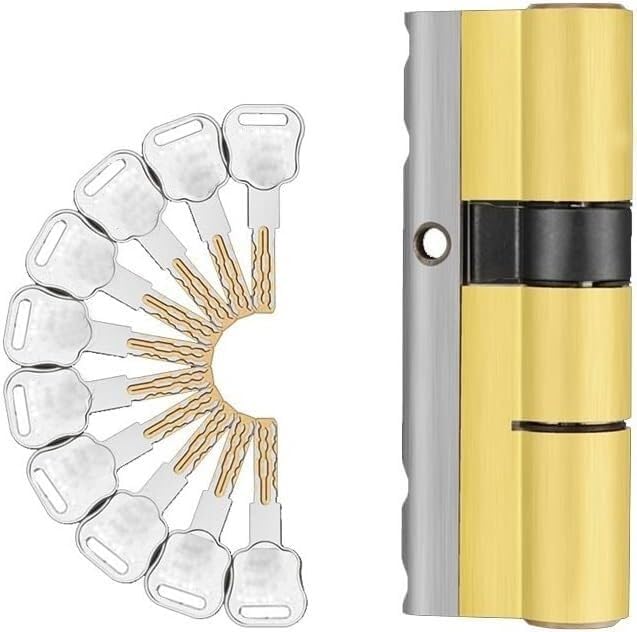 Cylinder Lock,Door Lock, 10 Keys Double Sided Stainless Steel Anti Prying Break Steel Bar Brass Serpentine Groove Key Door Lock Cylinder (Color : 85) (Color : 110)
