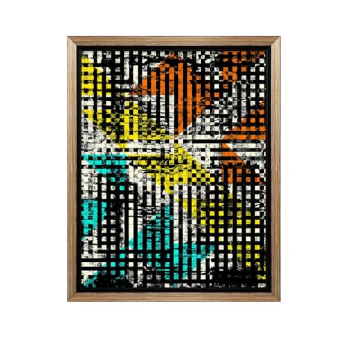 Monem Art Colorful Geometric Grid Abstraction Print - Modern Urban Abstract Art Poster - Wall Decor for Living Room, Bedroom or Office - 24x32 Silver Framed CANVAS Wall Art by Petr Strnad