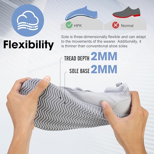 HPK Men's Wide Width Sneakers, Extra Wide Toe Box, Minimalist Barefoot Trail-Running Gym Cross Trainer Shoes, White, Wide4