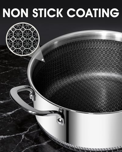 Image of USELUCK Nonstick 5-QT Saucepan with Glass Lid,Stainless Steel Pot