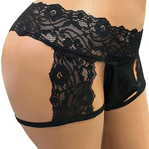 Men's Lace Sissy Panties Underwear Sexy Crossdressing Lingerie Boxer Briefs Gay Poucn Thongs with Garter3