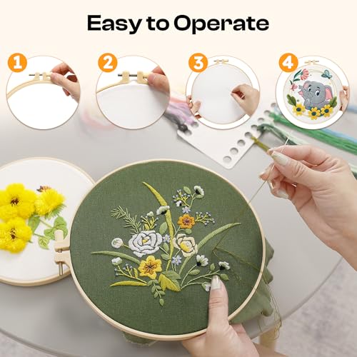 Image of Caydo 12 Pieces 8 Inch Plastic Round Embroidery Hoops, Circle Cross Stitch Hoop Ring for Punch Needle and Art Craft Handy Sewing