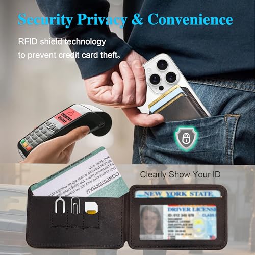 WIWU MagSafe Wallet 5 Kartenhalter mit Verstellbarem Ständer RFID Blockierend Stark Magnetisch Ultradünn Reise Magsafe Portemonnaie für iPhone 16/15/14/13/12 Serie Android