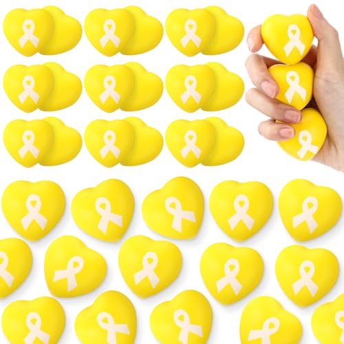 Leitee 30 Pcs Childhood Cancer Awareness Items Bulk Yellow Ribbon Balls