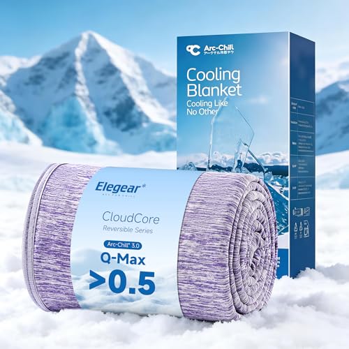 Image of Elegear Arc-Chill 3.0 Cooling Blanket for Hot Sleepers, Twin Size, Purple | Q-Max>0.5 Cooling Fabric, Absorbs Heat to Keep Body Cool, Breathable Summer Blankets for Night Sweats & Menopause, 59 inchx79 inch