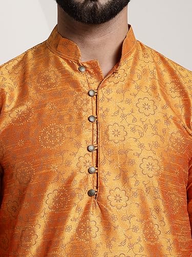 Image of Sojanya (Since 1958 Men'S Silk Blend Kurta Pyjama & Nehru Jacket Combo