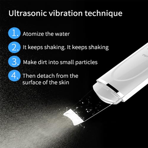 Image of Ultrasonic Facial Skin Scrubber for Wet Skin, Blemish & Blackheads Remover and Facial Pores Cleaner 3 in 1, Stainless Steel Spatula Safe for skin