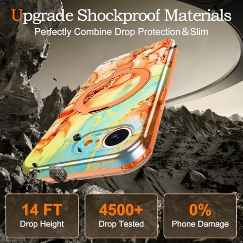 Casehas for iPhone 17e Case 2026, [Magnetic Invisible Stand] [Compatible with MagSafe] [Military Grade Drop Protection] Slim Translucent Matte Back Shockproof Protective Cover, Cosmic Orange - image 7