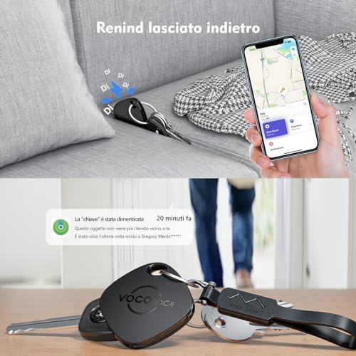 VOCOlinc Air Tag 4 Pezzi, Smart Tracker Localizzatore Funziona con Apple Dov'è App (solo iOS, NON per Android), Bluetooth Trova Oggetti per Chiavi/Bagagli/Valigie/Portafogli, Impermeabile IP65 - Immagine 2
