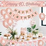 40th Birthday Decorations Banner for women - Rose Gold Party Balloons Set with Pennant Sash, Happy 40 Years Old Birthday Yard Banners and Cake Topper for Women Party Supplies - Image 5
