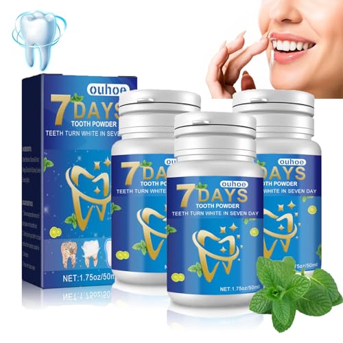 Polvo de dientes de bicarbonato de sodio, polvo para blanquear los dientes 7 días, polvo de limpieza dental orgánico, blanqueamiento dental eficaz, refrescante sabor a menta, eliminación de manchas 50