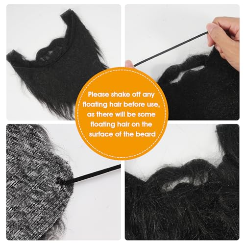 Yolev YOLEV-566566_1 Fake Beards, Funny Beard & Mustache Black Fake Mustaches For Adults Halloween Christmas Fake Facial Hair Costume Accessories thumb #2