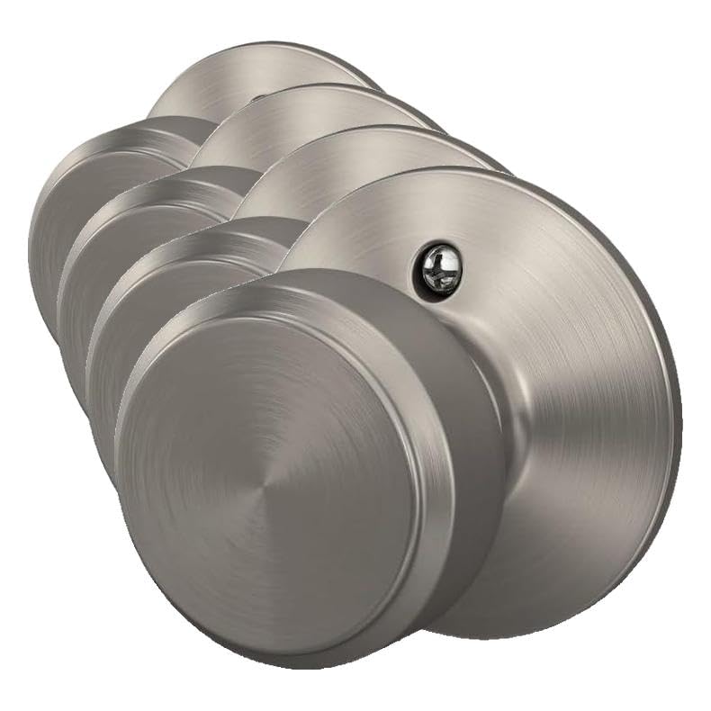 Image of SCHLAGE F10 BWE 619 Bowery Door Knob, Hall & Closet Passage Lock, Satin Nickel (Pack of 4)