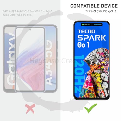 Image of Tempered Glass Screen Protector Compatible for Tecno Spark GO 1 with Edge to Edge Coverage and Easy Installation Kit, Pack of 1, Black