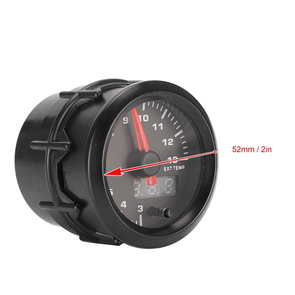 Uniwersalny miernik temperatury spalin XTevu 2 cale 52 mm cyfrowy miernik LED EGT z 7 kolorowym wyświetlaczem, zestaw czujników pirometru do modyfikacji silnika samochodu