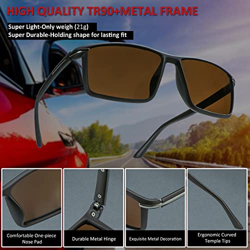 LifeArt Mens Polarized Sunglasses Ultralight Sports Fishing Driving Sunglasses for Men UV Protection Rectangle Metal Frame3