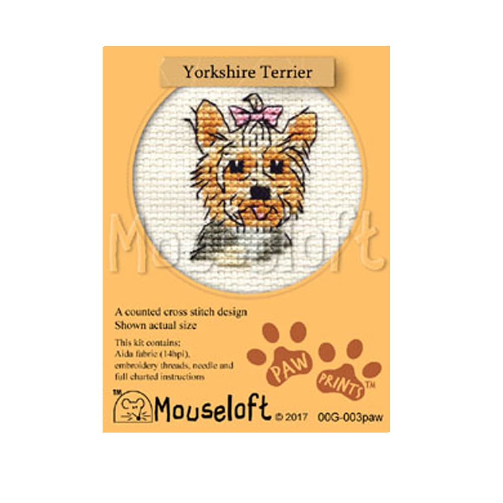 Mouseloft Stitchlets 'Paw Prints - Yorkshire Terrier' Cross Stitch Kit