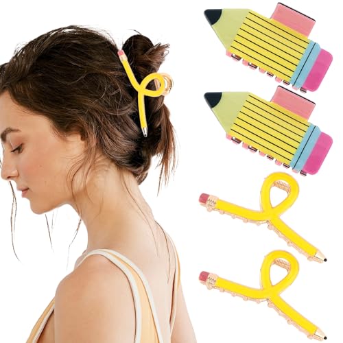 4 PCS Pencil Hair Claw Clips para Mujeres Accesorios de Cabello para Regreso a Clases para Maestras Estudiantes Regalos de Agradecimiento miniatura 1