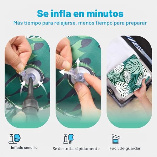 Miniatura 7 de Sloosh Flotadores Inflables Para Adultos, 2 Paquetes De Sillas Flotantes, Flotadores Inflables Para Adultos, Silla Flotante Para Fiesta De Verano En Agua, Playa O Lago, Hojas Tropicales-Verde, Azul