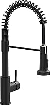 GIMILI Black Kitchen Faucet with Pull Down Sprayer Single Hole Spring Kitchen Sink Faucet, Suitable for Farmhouses, RV, Utility Laundry Room, Outdoor, and Campers. Llave para fregadero de cocina