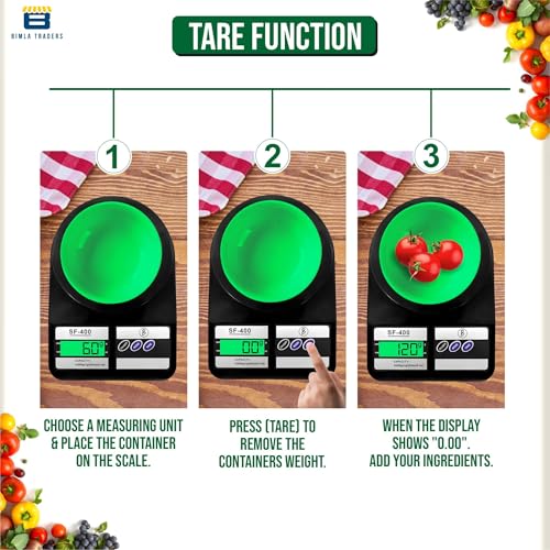 Image of Btag SF-400 Digital Kitchen Weighing Scale | 10Kg x 1g Precision | 1 year (6+6 months) warranty | Food Scale with LCD Display for Cooking, Baking, Meal Prep & Healthy Diet | (Black)