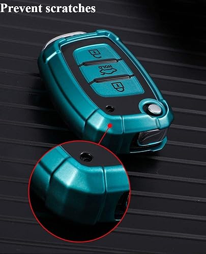 Miniatura 7 de SANRILY 3 botones Flip Key Cover para Hyundai Verna RKE-4F30 Keyless Soft TPU Key Case con llavero verde, Rosado