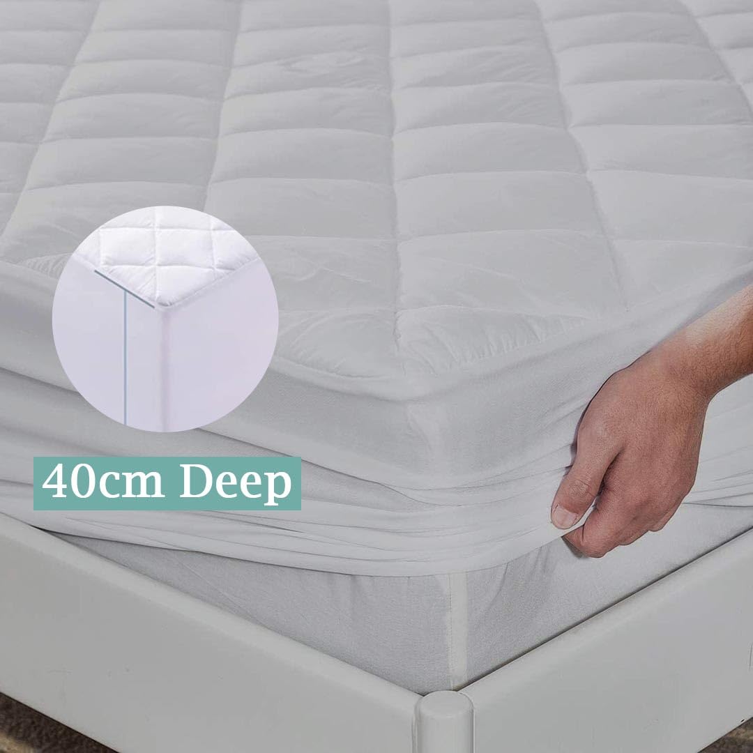 DTEX HOMES Quilted Super King Mattress Protectors Extra Depp 40cm Stretch Skirt Luxurious Breathable Waterproof Mattress Protector -Super King (183 x 200cm + 40cm) - Image 3