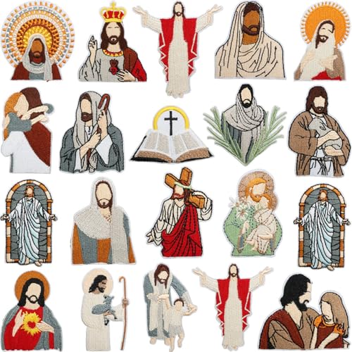 Meetlight Parches para planchar para ropa, bordado de Jesús, parches para coser en ropa, jeans, chaquetas, sombreros, zapatos, mochilas, accesorios de bricolaje