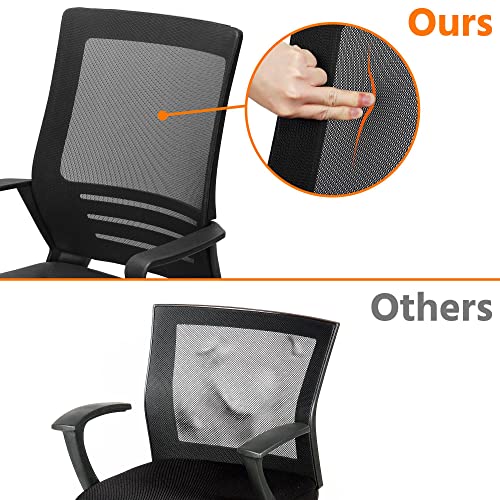Yaheetech Ergonomic Office Chair Leather Seat And Mesh Back Combine Computer Chair Executive Chair Mid-Back Rolling Swivel Chair W/Lumbar Support And Armrests Adjustable Height For Office，Black #TOP7