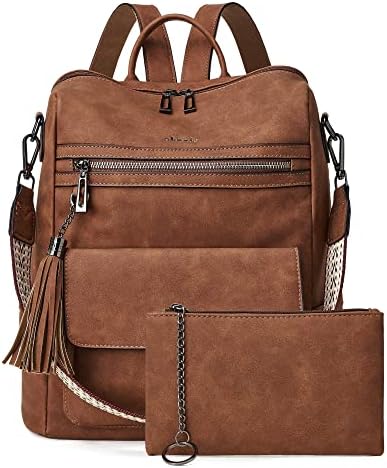 Shrrie Backpack Purse for Women Fashion Purse Backpack Satchel Travel Leather Backpack Shoulder Bag with Wristlet