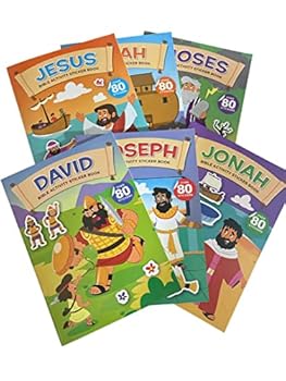 Toy Greenbrier Six (6) Christian Based Sticker and Activity Book: Noah, Creation, Joseph, Mary and Joseph, David, and Jesus Book