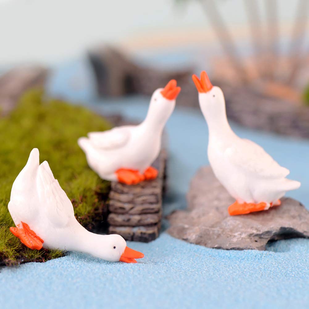 18 Miniatur-Gänse Aus Kunstharz - Deko Für Feengarten, Terrarium, Sukkulenten | Kleintier-Figuren Zum Gestalten