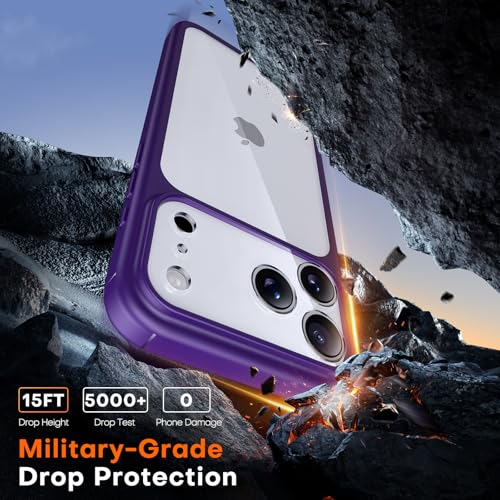 Image of TAURI for iPhone 17 Pro Case, with Screen Protector, Purple | Full Camera Protection, Anti-Yellowing Military-Grade Protection Shockproof Slim Phone Case for iPhone 17 Pro