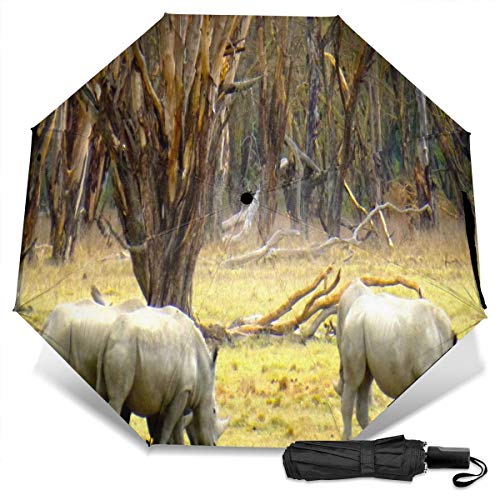 Preisvergleich Produktbild White Rhinoceros Lake Nakuru Kenyafashion Handbuch Vinyl Dreifacher Regenschirm Sonnenschutz UV-SchutzUmbrella Travel Umbrella