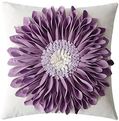 OiseauVoler 3D Sunflowers Handmade Throw Pillow Cases Faux Wool Decorative Cushion Covers Canvas Pillowcases Home Sofa Car Bed Room Decor 18 x 18 Inch Green