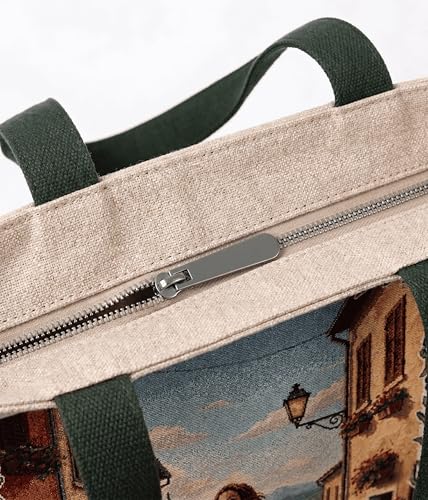 Image of Cotton Tote Bag for Women | Tote Bag with Zipper | Canvas College bag for Girls | Korean Sling Bag | Stylish Travel Sling & Handbag for Daily Use