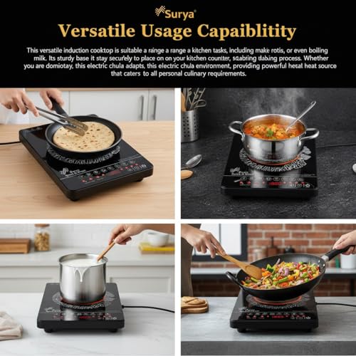 Image of Drumstone (Exclusive & Limited 5 Year Warranty) Induction Cooktop 2000W Electric Stove Rapid Heating Cooking Plate, Shockproof Induction Chulha, Energy Efficient, Easy Clean Surface, Gas-Free Cooking