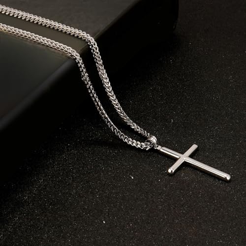 Image of Peora Fancy Cross Pendant with Cuban Chain Fashion Jewellery Gift for Men & Women