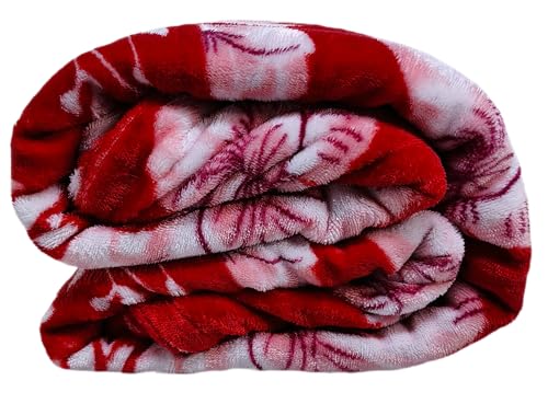 Image of Winter Premium Flannel Velvet Warm Duvet Cover Quilt Cover | Rajai Cover | Blanket Cover | Comforter Cover Single Size 60x100 inches Woollen (Red and White., Single Bed)