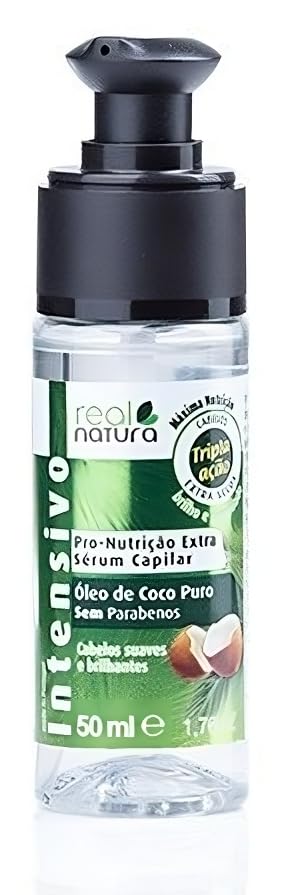 Real Natura - Sérum Capilar Pro-Nutrición Extra - Coco Puro - Hidratación y Nutrición Natural - Suavidad y Brillo - Protección Eficaz - Libre de Parabenos y Siliconas - 50 ml