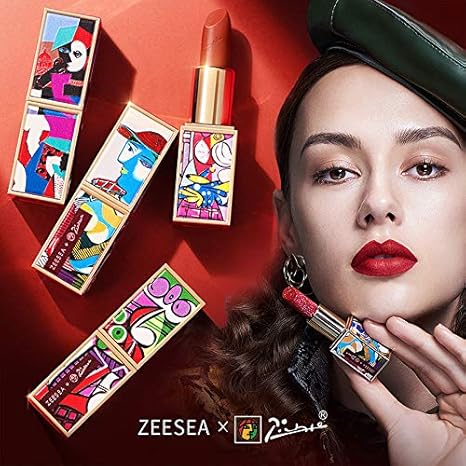 Amazon Co Jp Zeesea Picasso 哑光口红4件套持久艳丽口红红唇膏保湿唇膏女子学生 905 916 917 9 美容化妆